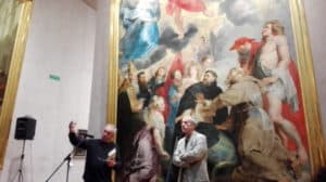 JC Rufin devant un tableau de Rubens de