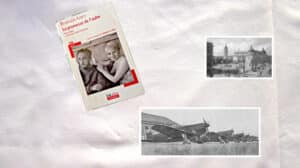 Deux photos, un bâtiment et un avion. La couverture du livre de Romain Gary, La promesse de l'aube.