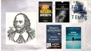 Cinq couvertures de livres qui font partie du Projet Hogarth, portrait de Shakespeare