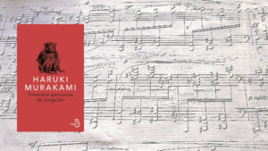 Des notes en arrière plan et la couverture du livre d'Haruki Murakami, Première personne du singulier