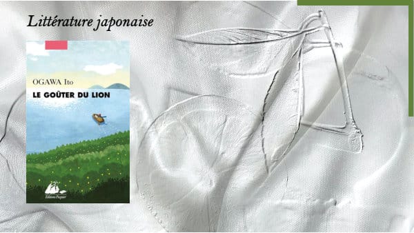 Des citrons à l'arrière-plan et au premier plan, la couverture du livre d'Ito Ogawa, Le goûter du lion