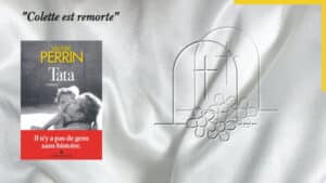 Deux pierres tombales en arrière plan et au premier plan, la couverture du livre de Valérie Perrin, Tata