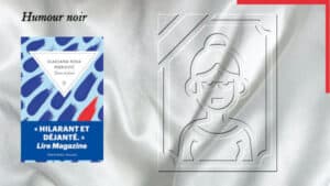En arrière-plan, un cadre avec un ruban de deuil, portrait de femme et au premier plan, la couverture du livre de sladjana Nina Perkovic, Dans le fossé