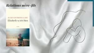 En arrière-plan, une personne solitaire et au premier plan, la couverture du livre de Julien Dufresne-Lamy, Elizabeth va très bien