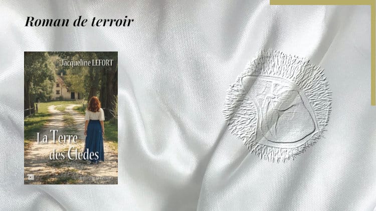 En arrière-plan une bogue de châtaigne, et au premier plan, le livre de Jacqueline Lefort, La Terre des clèdes