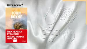 En arrière-plan, l'eau, la terre, l'air et le feu. Au premier plan, la couverture du livre de John; Les éléments