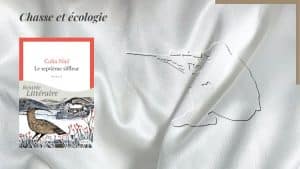 Un chasseur en arrière-plan et au premier plan, la couverture du livre de Colin Niel, Le septième siffleur
